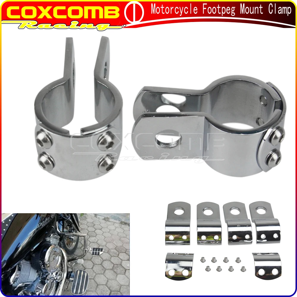 28/32/38mm Motorbike Engine Guard Crash Bar Footrest Peg Mounts Clevis Clamp For Kawasaki Honda Yamaha Road Star VTX1300 VTX1800