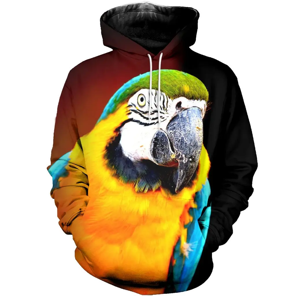 Liefde Animal Mooie Papegaai 3D Printing Mens Hoodie Mode Toevallige Hoody Street Style Herfst Unisex Hoodies KJ702