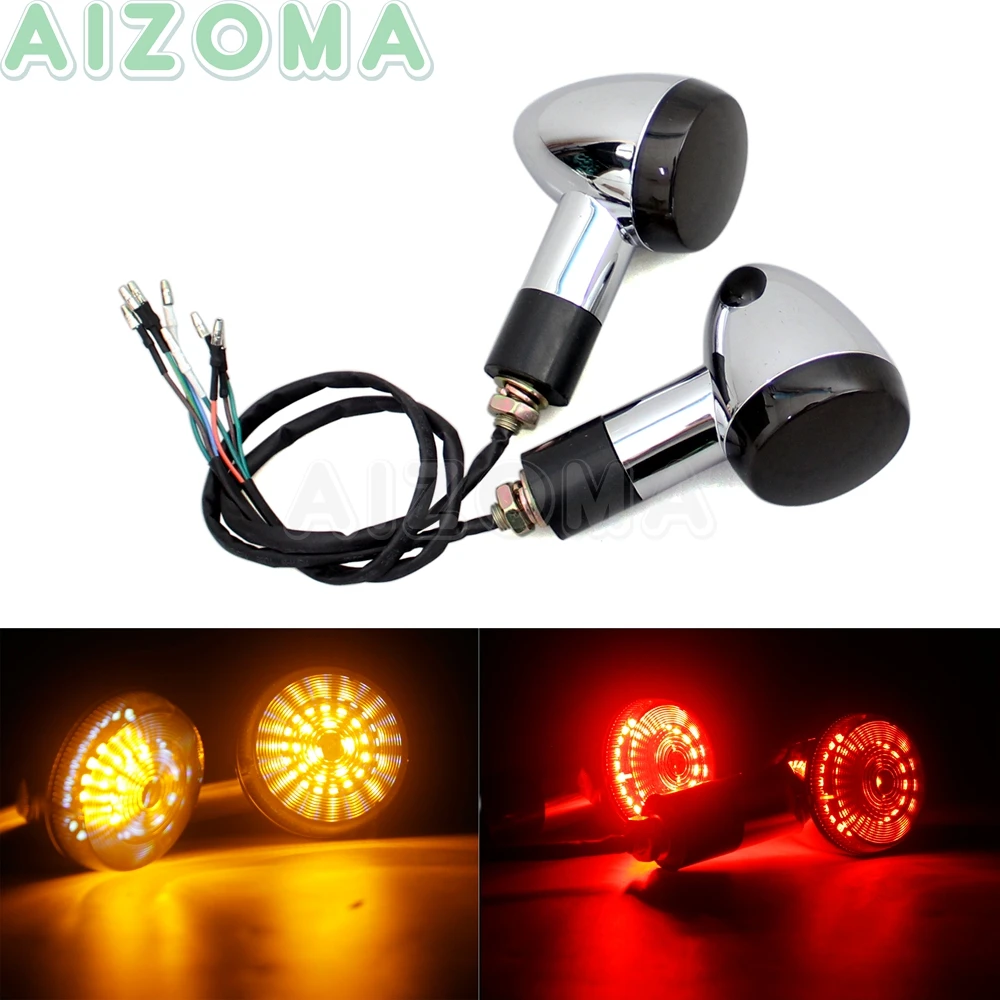 Front/Rear Motorcycle 3 in 1 Turn Signal LED Brake Indicator Lights w/ Running Day Lamp for Harley Yamaha Suzuki M109  Universal