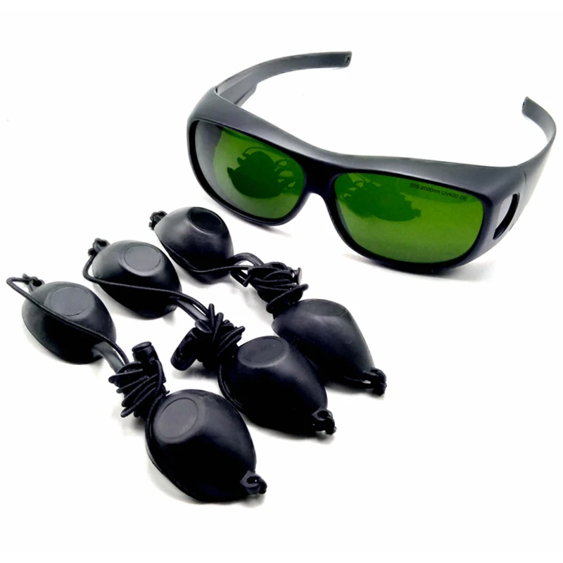 1pc IPL Cosmetolog Protective Goggles for Laser Hair Removal Laser Safety Glasses UV400 200-2000nm and 3pcs Eyepatc
