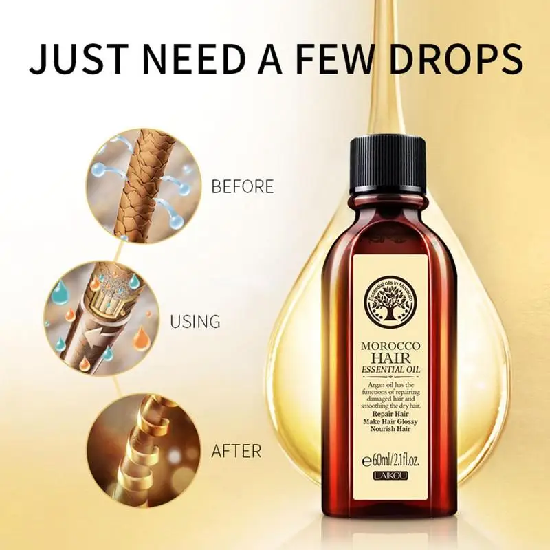 Multi-functional Hair & Scalp Treatments Hair Care Moroccan Pure Argan Oil Hair Essential Oil For Dry Hair Types