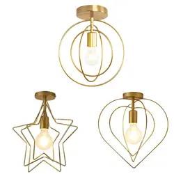 Industrial Ceiling Lamp - E27 Vintage Pendant Light Modern LED Metal Shades Gold Metal cage Shade for Loft Restaurant Coffee Bar