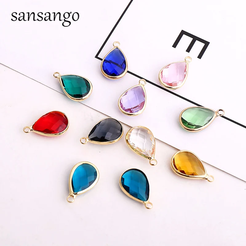 10pcs/lot Water Drop Shape Crystal Charms Pendants For Jewelry Making Bracelet Necklace Keychain Accessories