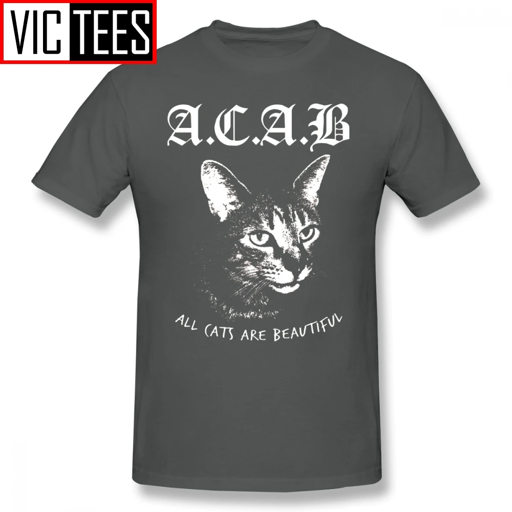 Mens Acab T Shirts Cartoon Print ACAB T-Shirt 100% Percent Cotton 5x Tee Shirt Man Funny Casual Printed Streetwear Tshirt