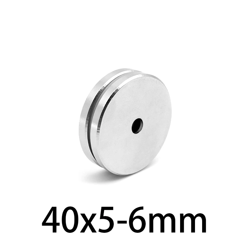 1-10pcs 40x5-6mm Round Countersunk Magnetic Powerful Magnet 40*5mm Hole 6mm Neodymium Disc Magnets 40*5-6mm