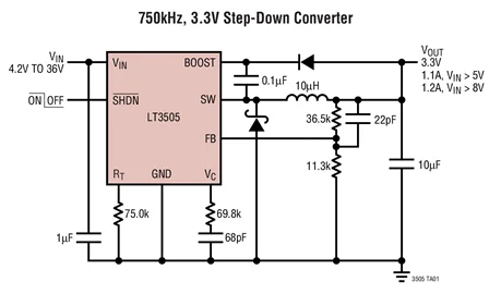 LT3505EDD LT3505IDD LT3505 LCHB LCHC - 1.2A, Step-Down Switching Regulator in 3mm x 3mm DFN