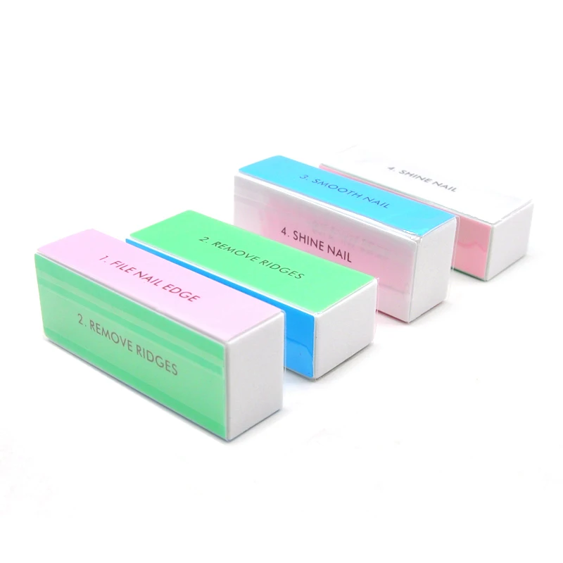 10 PCS/LOT Coloful Nail Buffer File 4-Steps Nail Polish Block Manicure Art Tools Care Polish UV Gel Smooth False Tips Shiny Kit