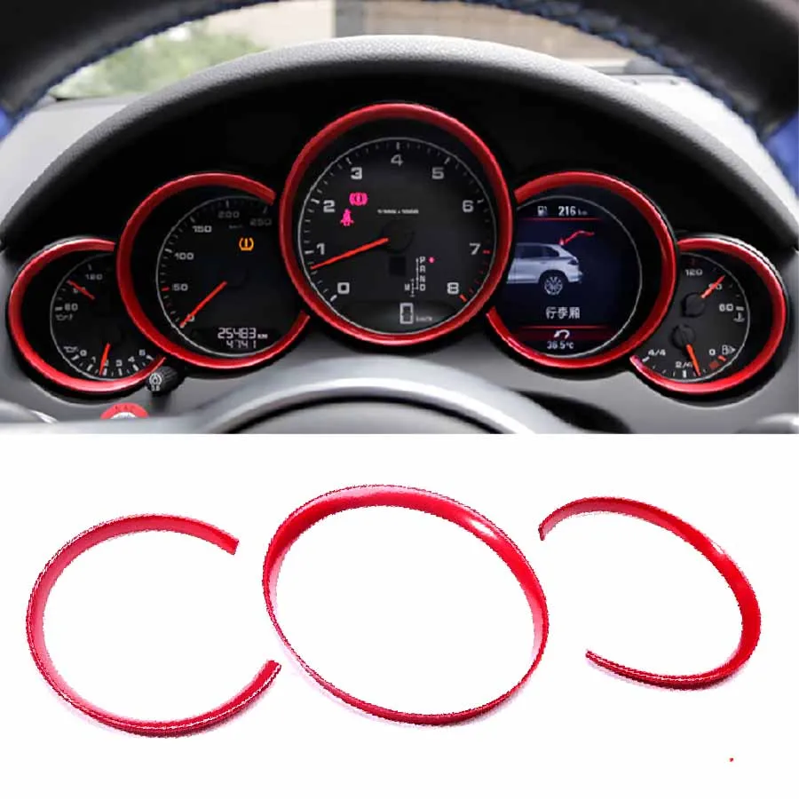 

Серебристый/красный ABS передняя приборная панель автомобиля, декоративная рамка, кольцо циферблата, отделка консоли для Porsche Cayenne Panamera Cayman Macan 718 911