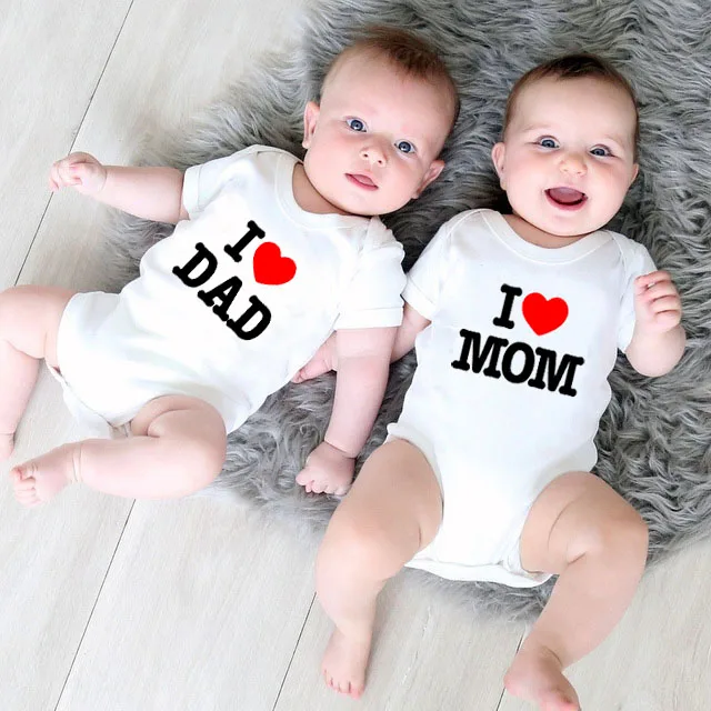 

I Love MOM/DAD Print Infant Toddler Baby Girl Boy Romper Jumpsuit Clothes Shirt Cotton Summer Baby Clothes