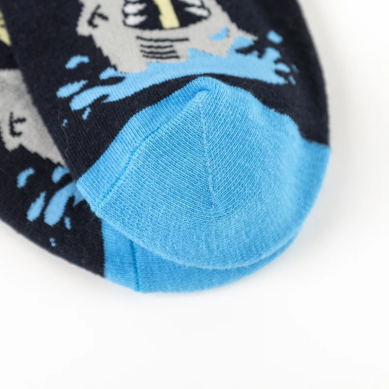 MODA MULAYA-Calcetines felices para hombre y mujer, calcetín con temática de tiburón grande, grupo de peces, ocio al aire libre, deportes,