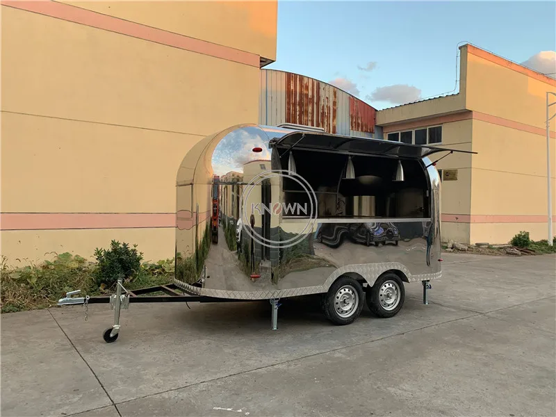 Airstream Stainless Steel Hot Dog Pizza Coffee Ice Cream Vending Cart Restaurant Mobile Fast Food Trailer Truck for Sale