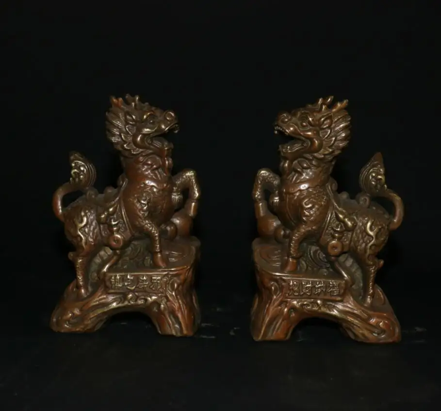 

Archaize brass recruit wealth kirin crafts statue A pair