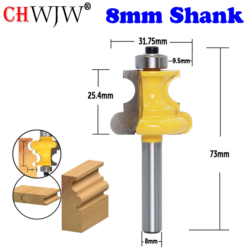 CHWJW 1pc 8mm Shank Bead Molding Router Bit Flute & Beading Line Woodworking Tenon Milling Cutter for Wood Tool