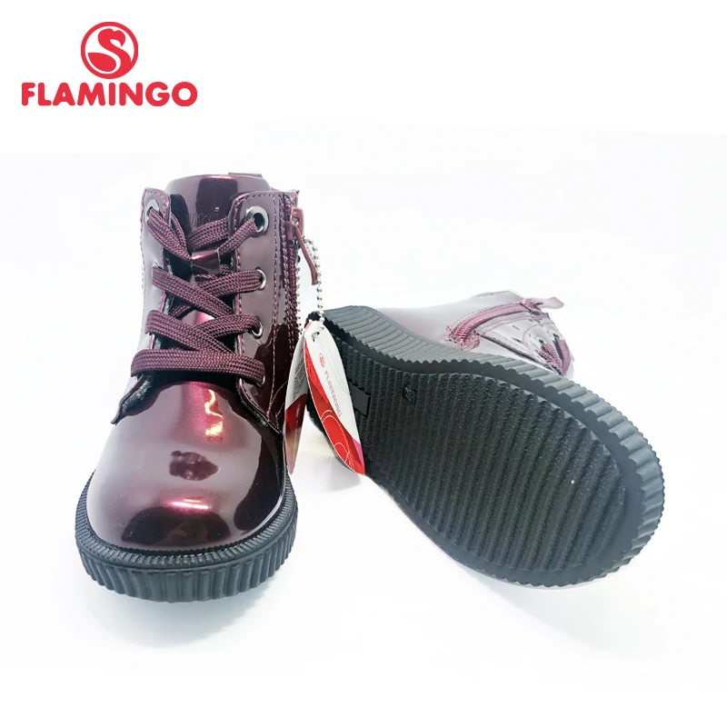 FLAMINGO Russian brand autumn/winter fashion kids boots high quality Bright leather anti-slip kids shoes for girl XTM31-11H