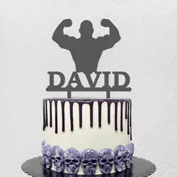 Fitness personalizzato Cake Topper nome personalizzato uomo Fitness Silhouette per Topper decorazione torta festa privata