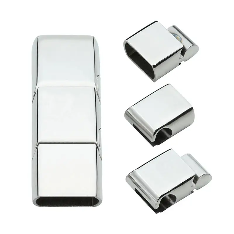 Stainless Steel Silver Tone Inner Size 8*5mm/6*11mm Magnetic Clasps Jewelry Findings fit Leather Cord Bracelet Making