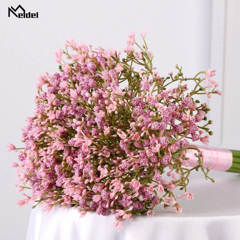 Meldel Babysbreath Bouquet Flower Small Bridal Wedding Bouquets White Baby's Breath Flower Bouquet Bridesmaid Wedding Decoration