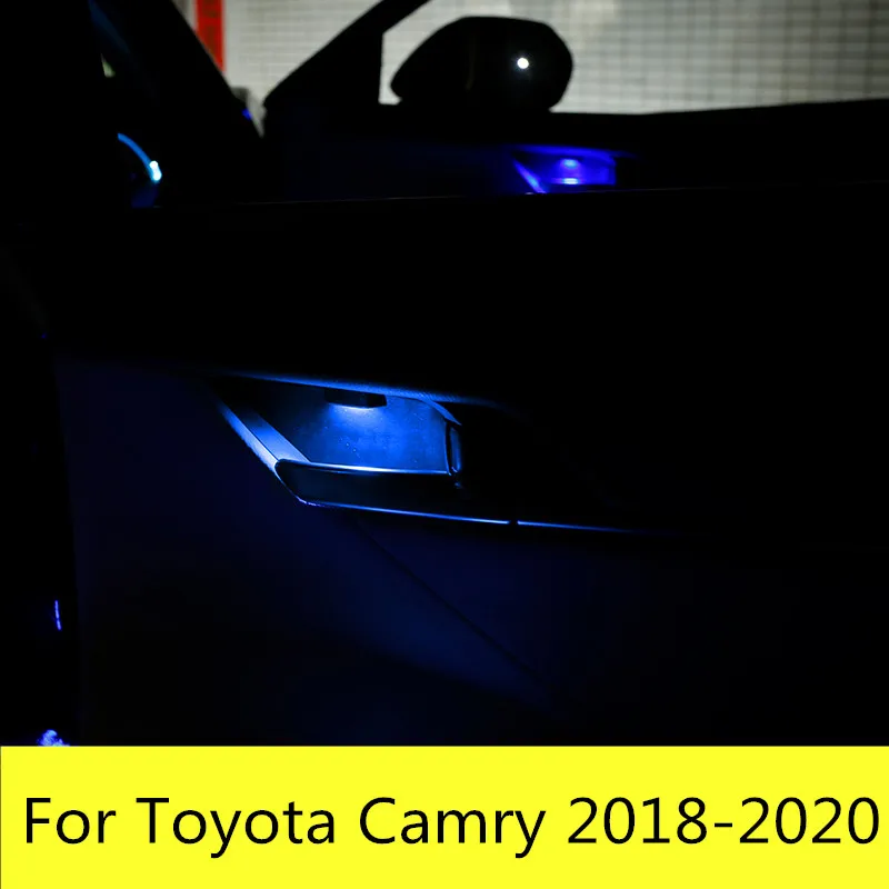 Car LED Door Bowl Lamp Center Console Atmosphere Light Interior Decorative Light Ice Blue For Toyota Camry 2018 2019 2020