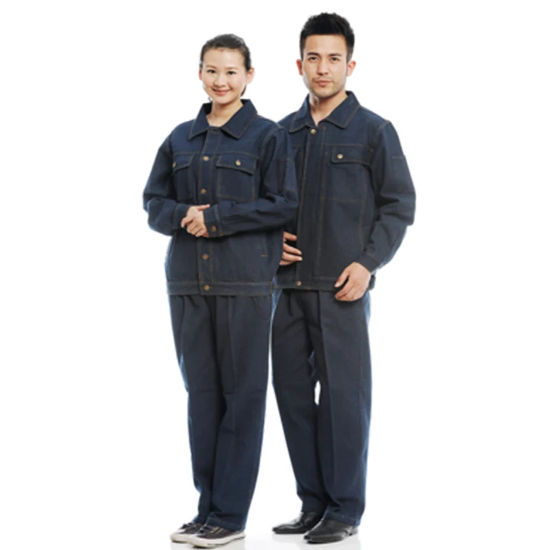 Autumn winter Denim Welding suits Woman men work Cotton thicken canvas long sleeve electrician auto repairmen uniforms coveralls