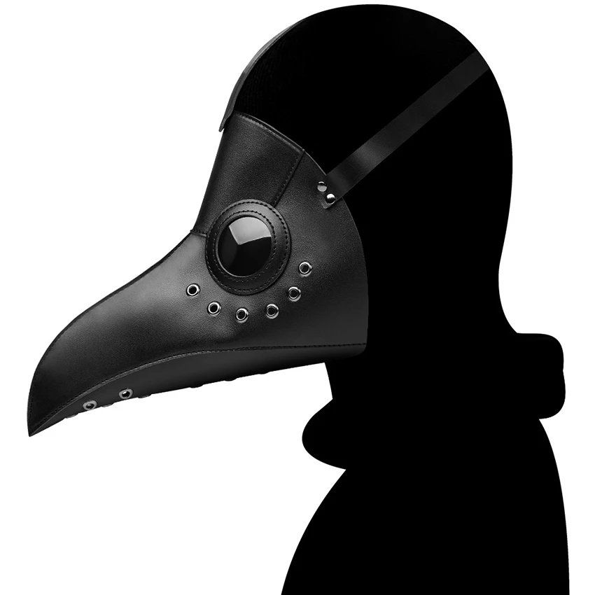 

Plague Doctor Mask PU Leather Black Halloween Steampunk Accessory Beak Cosplay Adult Carnival Masquerade Face Mask Festival Prop