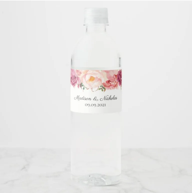 24pcs Custom name Wedding Water Bottle Labels Girl birthday party Rustic Pink Flower Custom Water Bottle Labels decoration