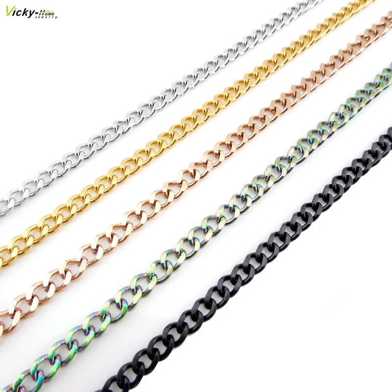 

10PCS/Lot Steel 3mm Plain Cubin Chain Stainless Steel with Lobster Clasp Plain Cubin Chain Drop Shipping