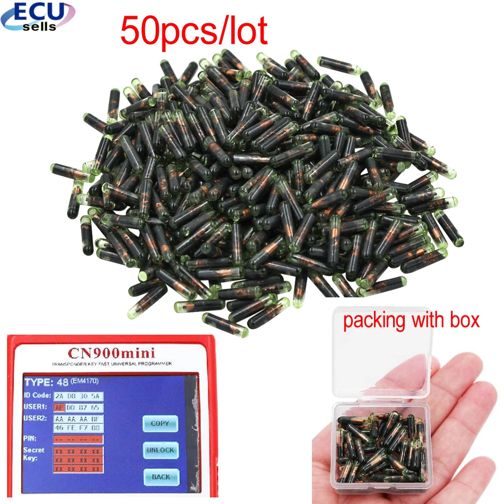 Transpondedor de vidrio virgen T6 ID48, Chip de transpondedor ID48, copia Pro de Tango, 50 Uds.