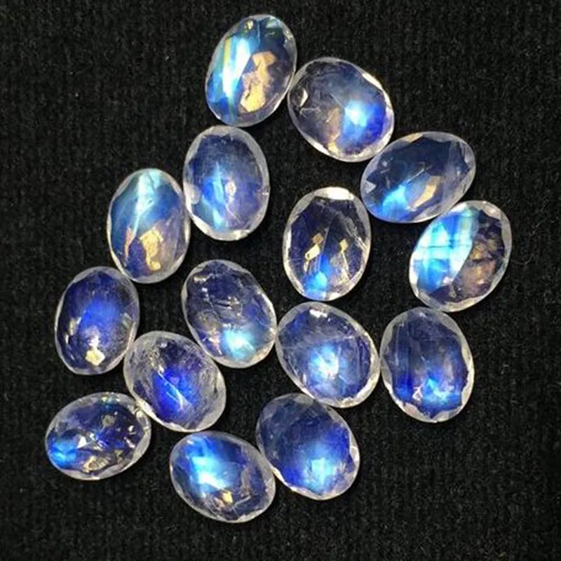 

7X10mm Natural Rainbow Moonstone Oval Cut Easy to set Gemstone