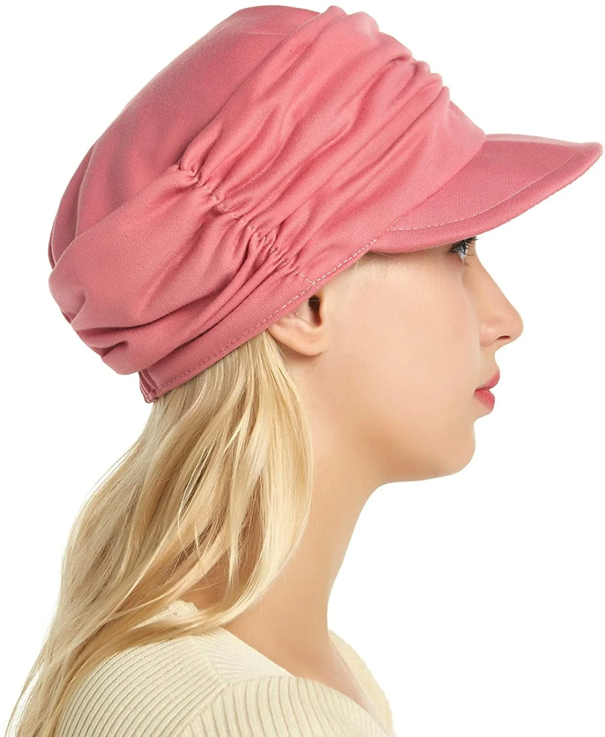 Women Autumn Winter Sunhat Hat Keep Warm Soft-brimmed Pleated Tongue Dome Sunhat Outdoor Ladies Caps bonnet femme hiver