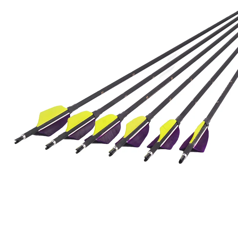 83.5cm Mixed Carbon Arrow Diameter 6mm Spine 800 with Turkey Feather for Compound Recurve Bow Archery Hunting