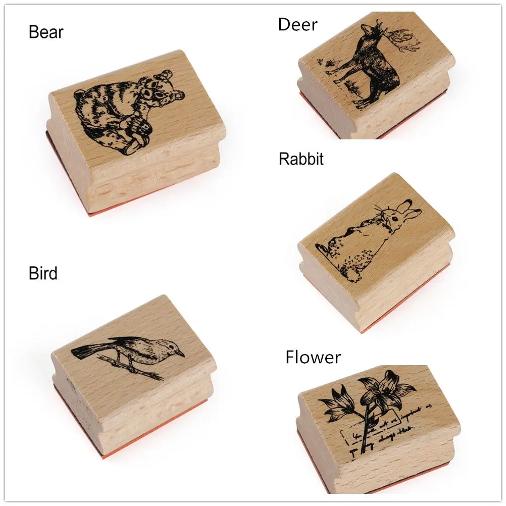 Fashion Stamping Crafts Wooden Rubber Stamps Craft Scrapbooking DIY Animal Stamps