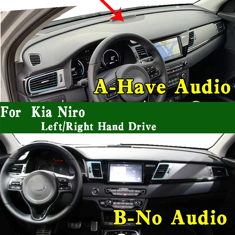 For Kia Niro PHEV 1.6 GDI Hybrid 0.0 EV Dashmat Dashboard Cover Instrument Panel Protective Pad Anti-Dirt Proof Dash Mat
