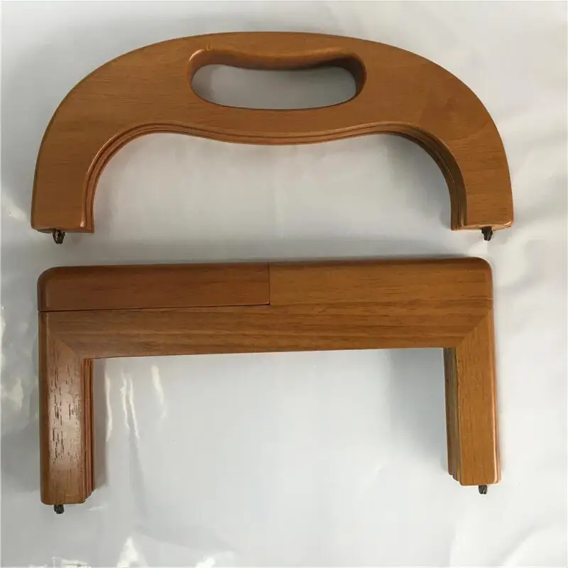 1pcs Solid Wood Purse with Clasp Wooden Bag Accessories for DIY Women Craft Purse Handle Bag Frame Handmad Parts Brown