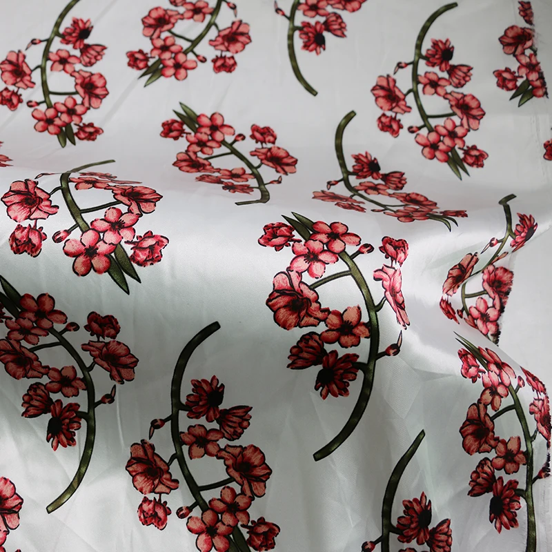 By Meter Blumen-Satin-Stoff, glänzend, weich, Schal, Hemd, Nachtwäsche, Material Charmeuse – Detail 27