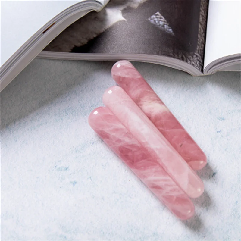 Pink Crystal Massage Stick Natural Rose Quartz Yoni Wands Wood Magic Stone Ornament Gifts Gemstone Craft Pleasure Wand Body Hand