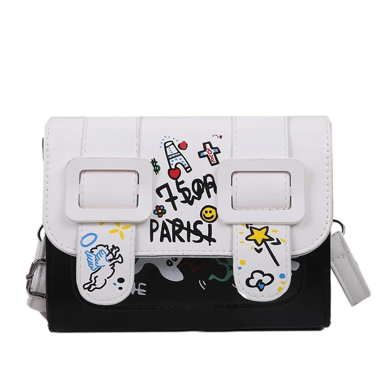 Women\'s Shoulder Bag Graffiti Small Square Bags Fashion All-Match Crossbody Cambridge Bags Ladies Wallets Daily Outing Bags