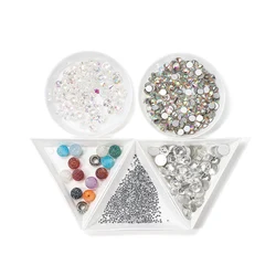 10pcs/lot Environmental Plastic Round Triangle Plate Rhinestone Nail Art White Container For Bead Display Tray Handmade Supplies