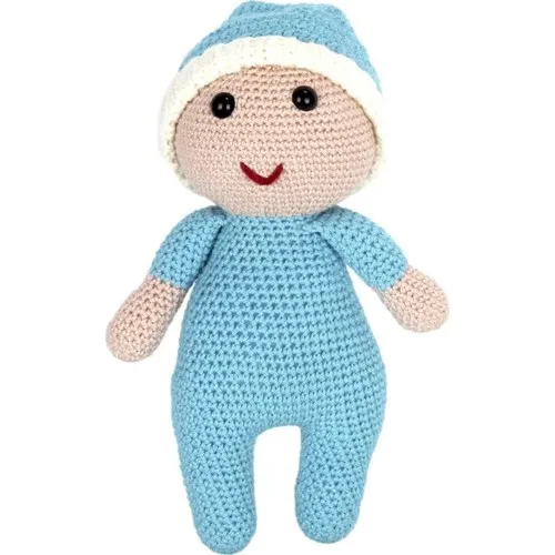 Amigurumi Organic Hand-Knitted Cute Turquoise Baby Sleep and Playmates Size 25-30 cm