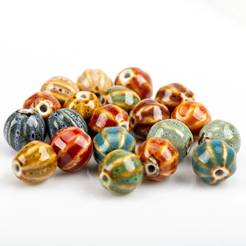 11-15mm 2size Watermelon Shape Sphere Ceramic Beads  Not Silicone String Specail Ceramic Beads HY417