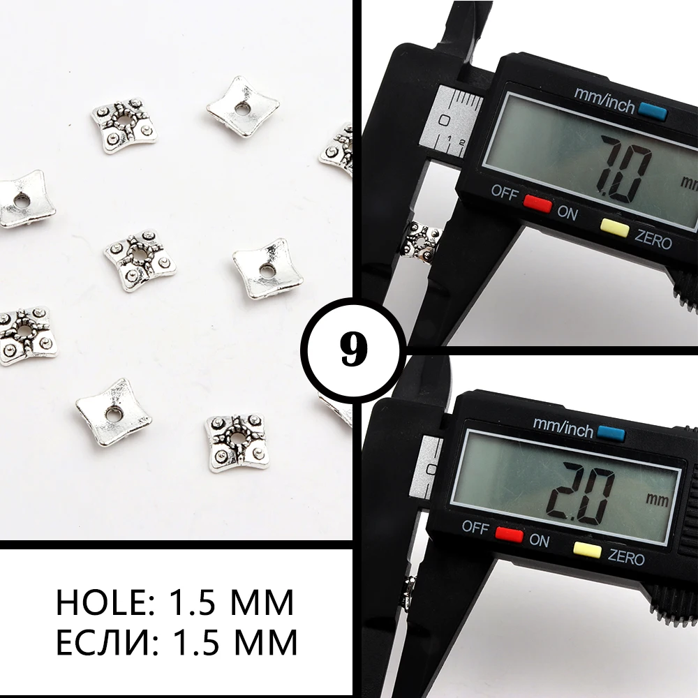 50 stücke Antike Kupfer Splitter Bronze Gold Runde Polygon Hohlen Form Metall Spacer Blume Perlen Kappen Für Schmuck Ketten, Der DIY – Detail 15
