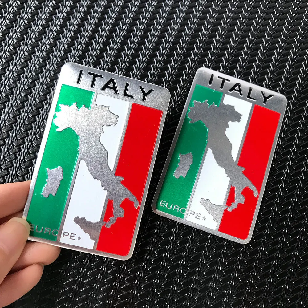 Italy Flag 3D Metal Emblem Badge Car Styling Motorcycle Decal for Renault Peugeot Citroen Chevrolet Ford VW Benz Skoda 2PCS