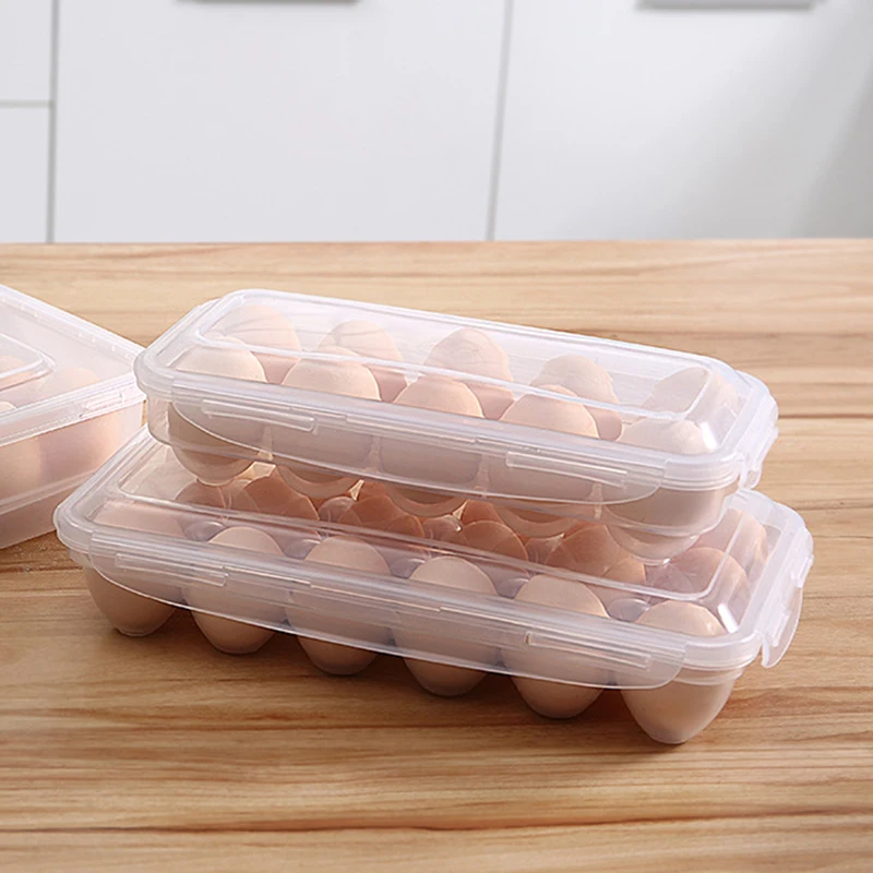 

10/18 Grid Egg Storage Box Egg Tray with Lid Kitchen Refrigerator Egg Box Egg Drop Rack Egg Storage Boxes Fridge Egg Organizer