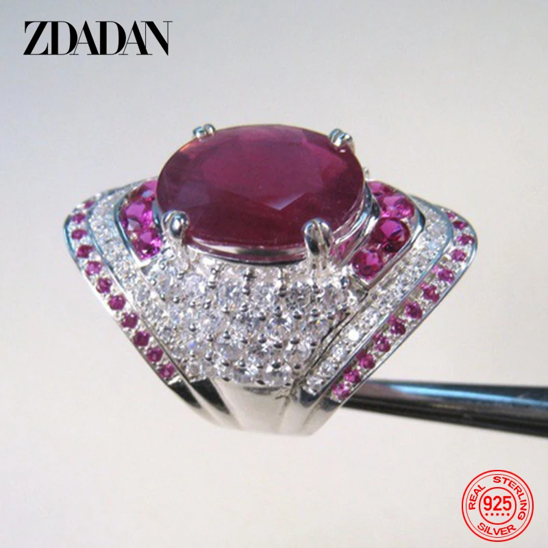 Women's 925 Sterling Silver Ruby Ring with Zircon, Fashion Gift