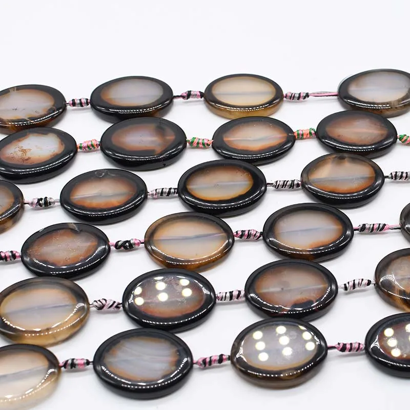 1 strands/lot Oval Black binding agate natural stone beads For DIY Necklace Bracelet Jewelry Making 15