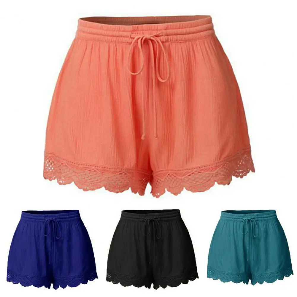 Frauen Schwarz Kurze Spitze Seil Krawatte Shorts Sport Hohe Taille dame Lose Und Bequeme Heiße Reithose Mädchen Neue Casual kleidungsstücke