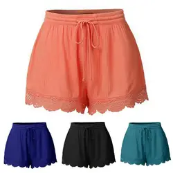 Women Black Short Lace Rope Tie Shorts Sport High Waist Lady's Loose And Comfortable Hot Breeches Girls' New Casual Garments