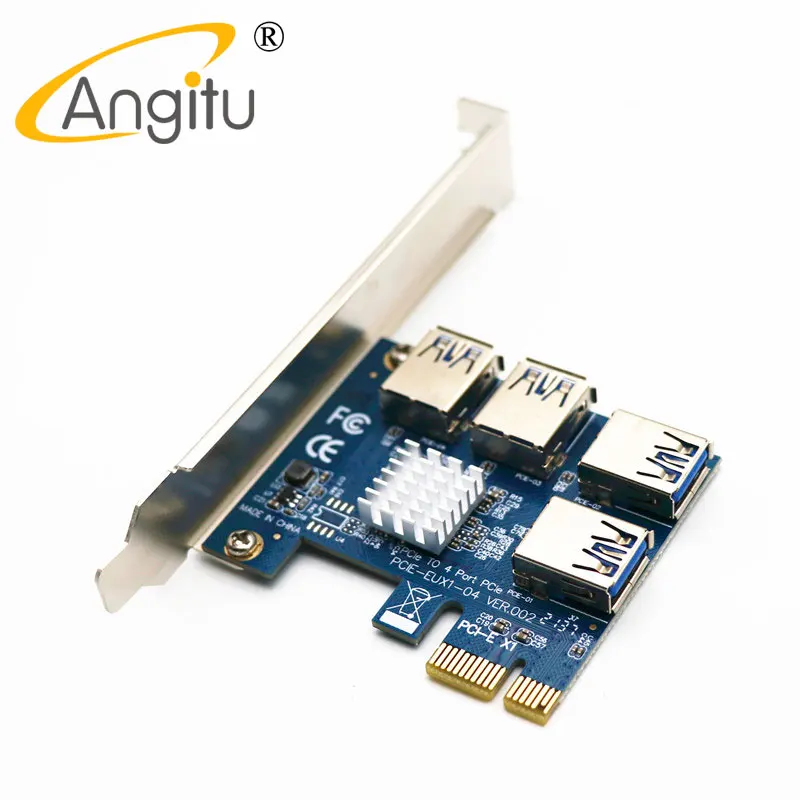 

PCIE to PCI-E Riser Adapter 1 To 4 USB 3.0 Slot 1X 16X PCI Express Multiplier Hub Extender