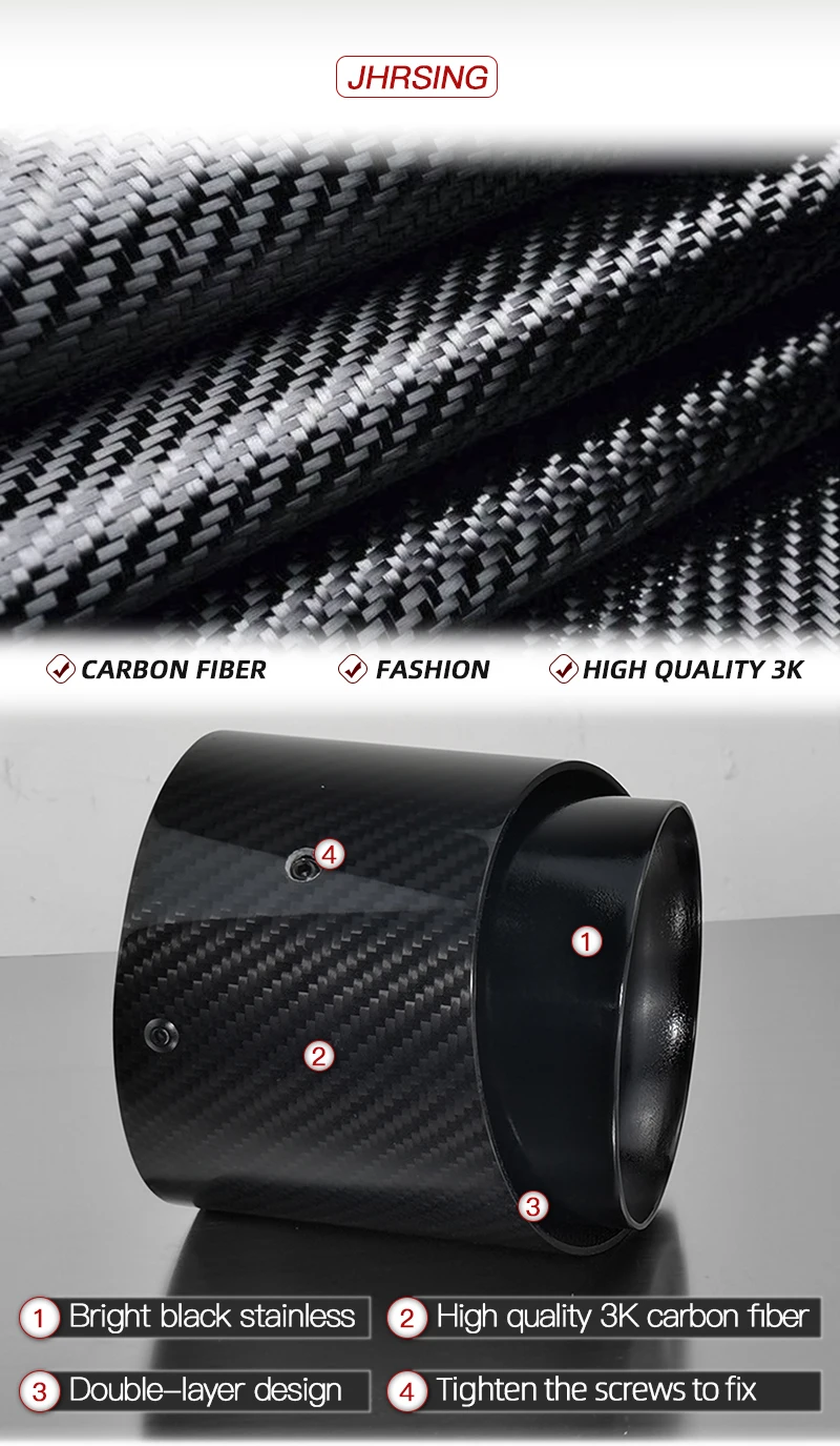 1 Stück Hochwertige Schwarze Carbon-Faser 95mm Einlass-Auspuffblenden für Mini Cooper F60 JCW Countryman Modellautos – Detail 3