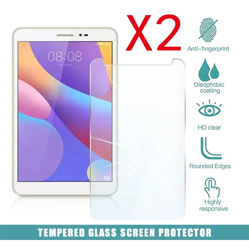 2Pcs Tablet Tempered Glass Screen Protector Cover for Huawei MediaPad T3 8.0 Inch Anti-Screen Breakage HD Tempered Film