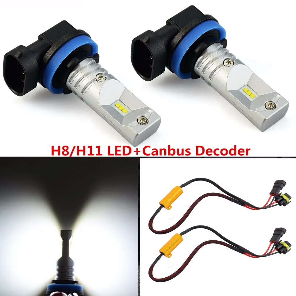 kit bombilla H11 80W LED Car Fog Driving Light Bulbs For BMW E90 325 328 335i 530i 2002 E39 5 Series +H11 H8 LED Canbus Decorder